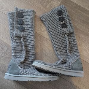 UGG Gray Knit Button Boots